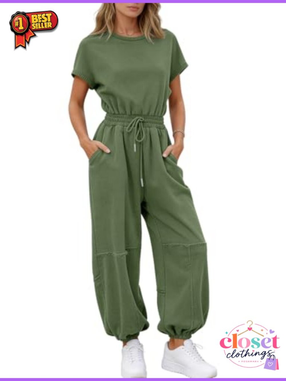 Women One Piece Jumpsuit Short Sleeve Wide Leg Romper Cotton Blend